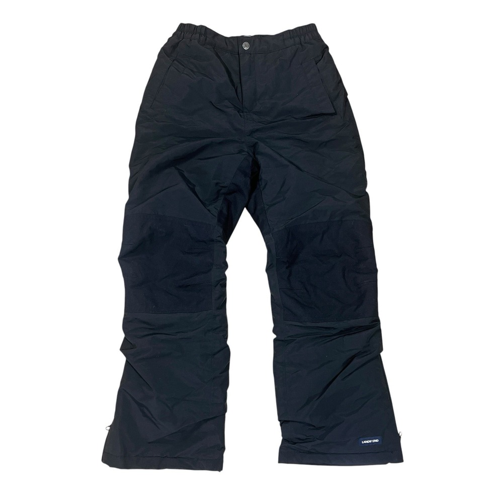 Lands End Youth Snowpants Size 12 Black Elastic Waist & Boot Cuffs Thermal Warm